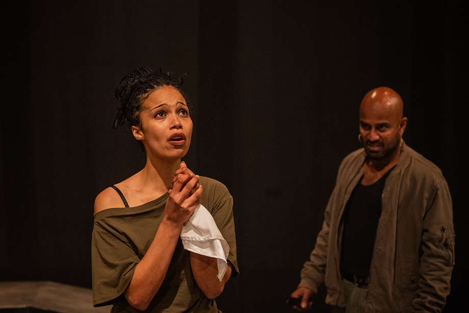 Lucy Ansell as Emilia and Dushan Philips as Iago (photograph by Nick Robertson)